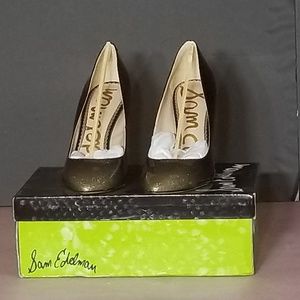SAM EDELMAN HAZEL PUMP,BLACK/GOLD DEGRADE CRYSTAL